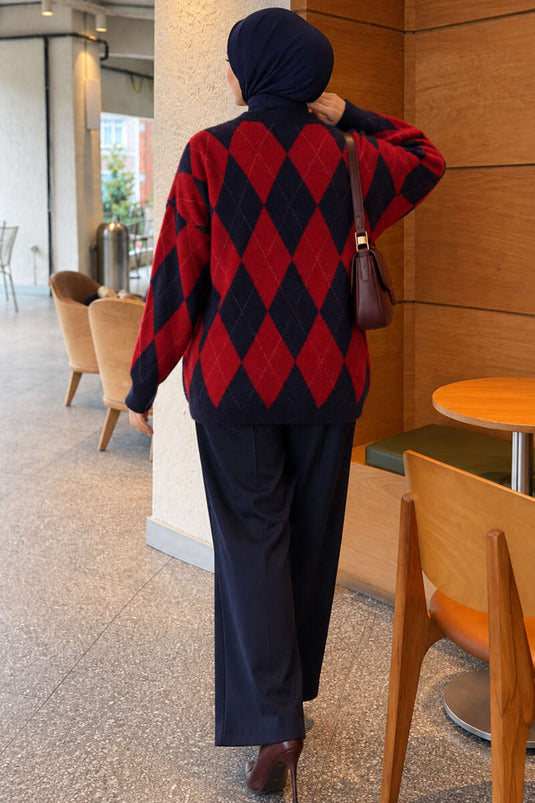 تونيك فضفاض بنمط البقلاوة الأحمر