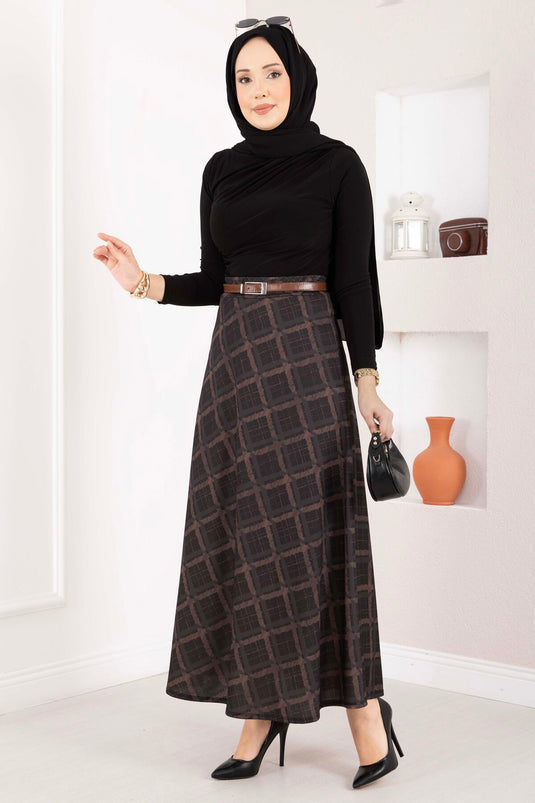 Baklava Pattern Scuba Skirt Anthracite