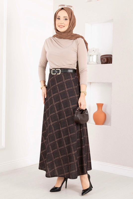 Jupe en tissu scuba à motif baklava noire