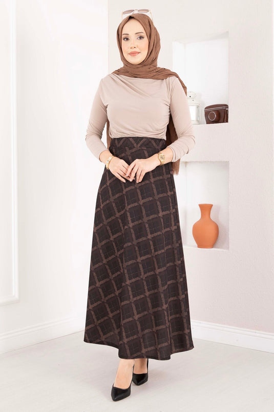 Baklava Pattern Scuba Skirt Black