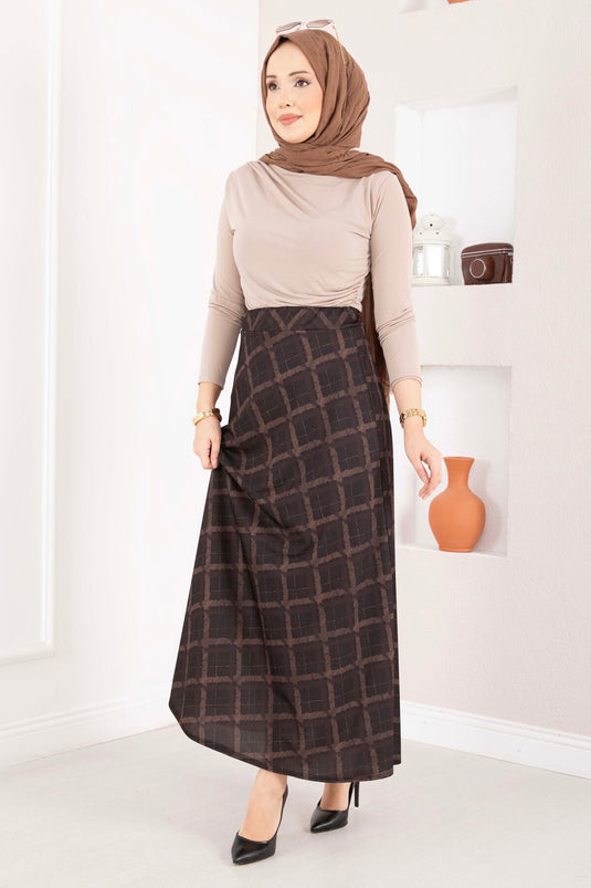 Jupe en tissu scuba à motif baklava noire