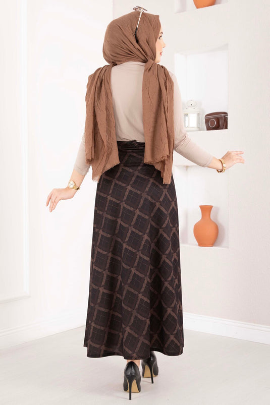 Jupe en tissu scuba à motif baklava noire