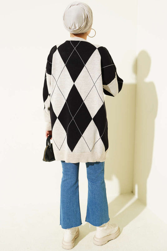 Baklava Desenli Basic Triko Tunik Taş