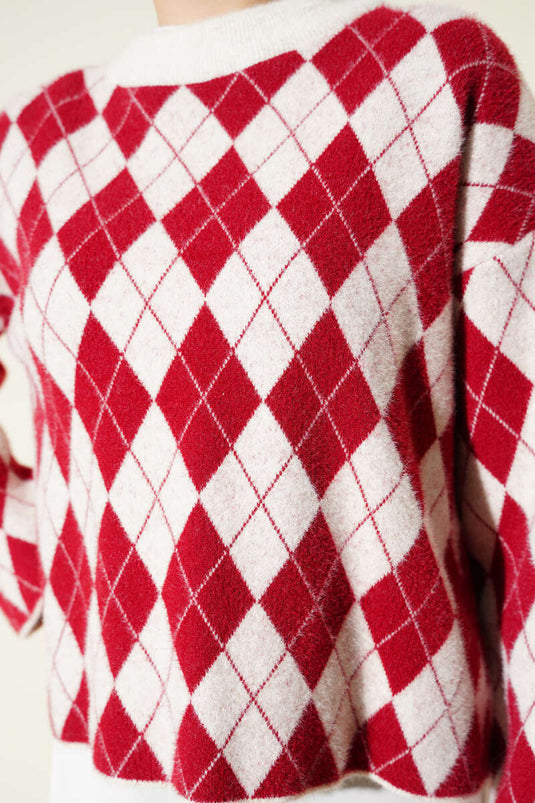 Pull doux à motif baklava beige