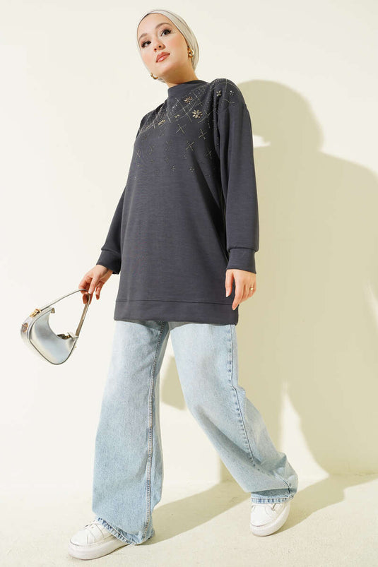 تونيك لويشا مدخن مزين بحجر البقلاوة