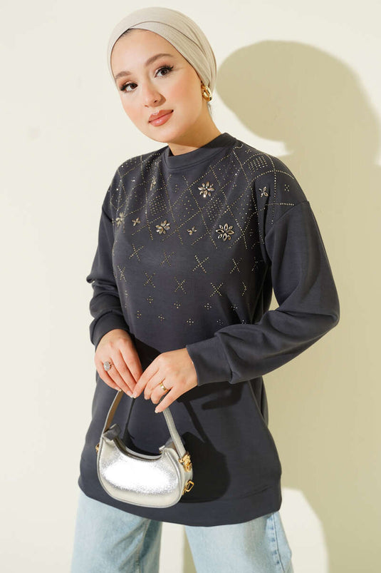 تونيك لويشا مدخن مزين بحجر البقلاوة