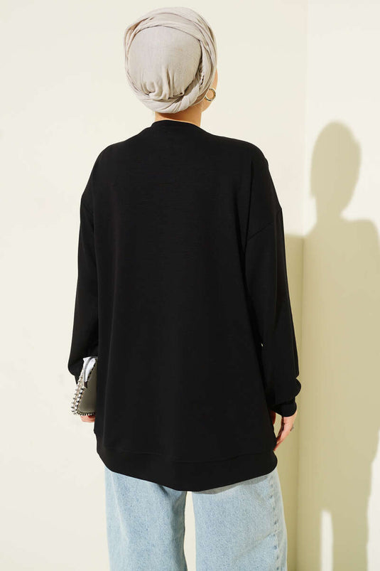 Baklava Taşlı Loyşa Tunik Siyah