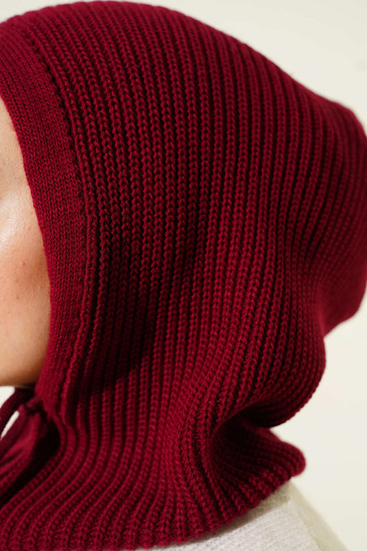 Balaclava Knitted Beanie Burgundy