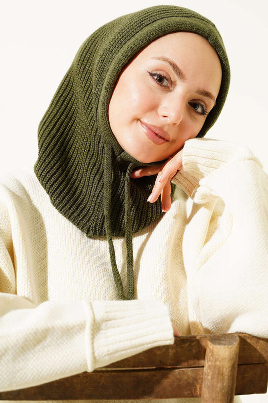 Balaclava Knitted Beanie Khaki