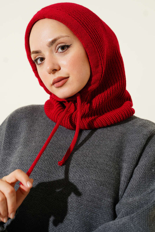 Balaclava Knitted Beanie Red