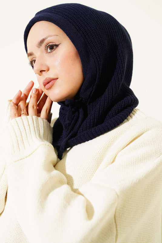 Balaclava Knitted Beanie Navy Blue