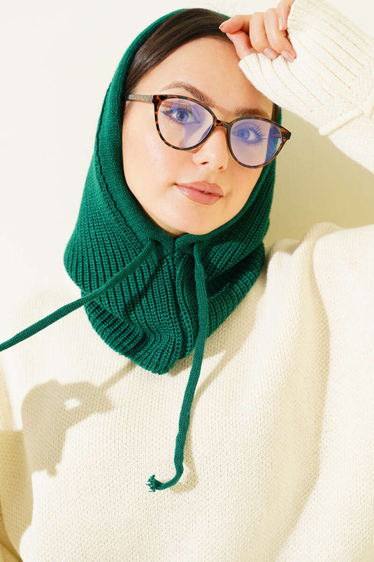 Balaclava Knitted Beanie Emerald