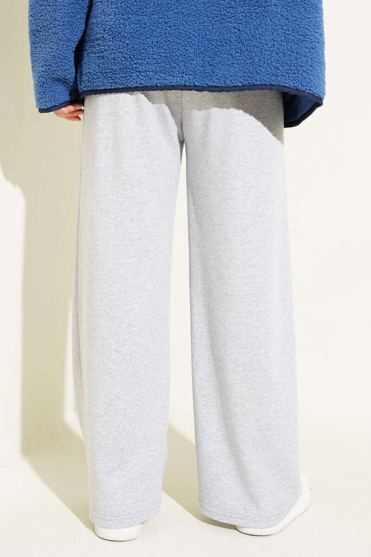 Balance Embroidered Elastic Waist Trousers Gray