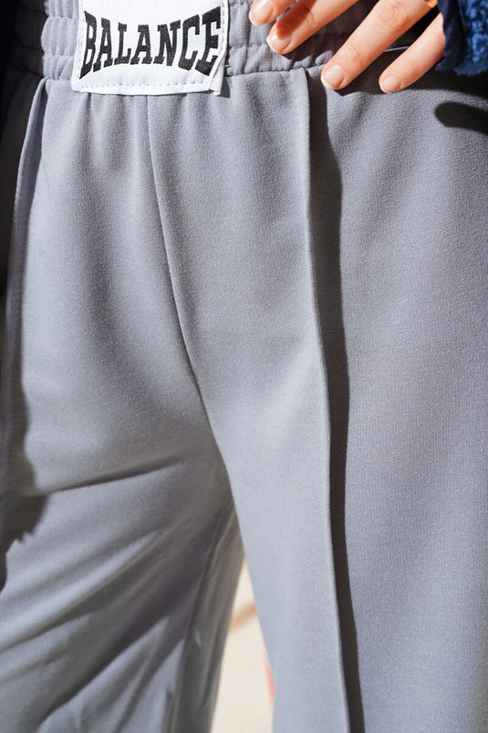 Balance Logo Embroidered Elastic Waist Pants Slate Gray