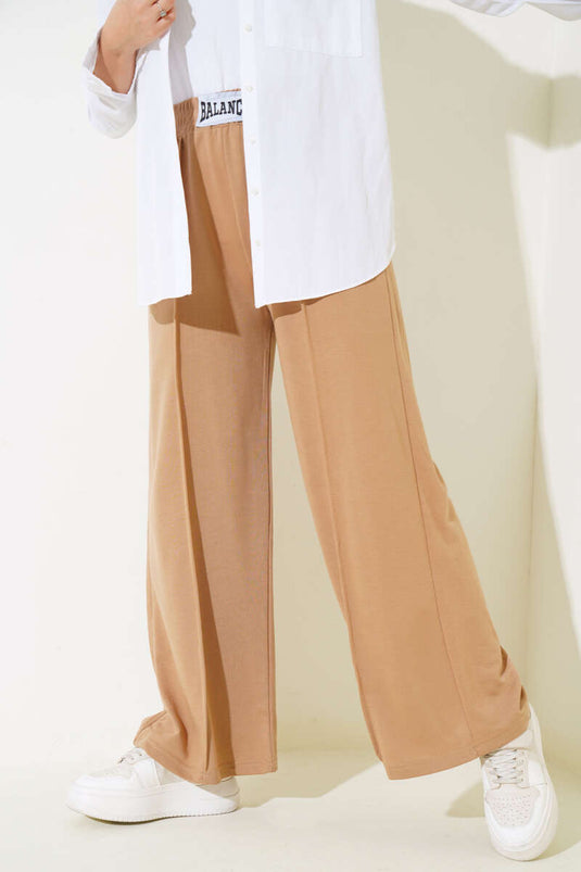 Balance Logo Wide Leg Trousers Biscuit