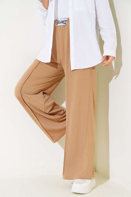 Balance Logo Wide Leg Trousers Biscuit