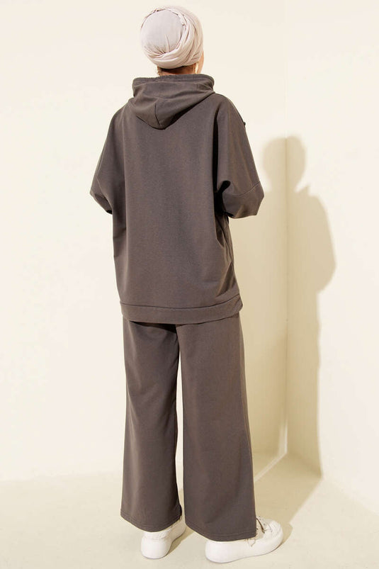 Ensemble deux pièces décontracté à capuche Balance Emblem, couleur fumée