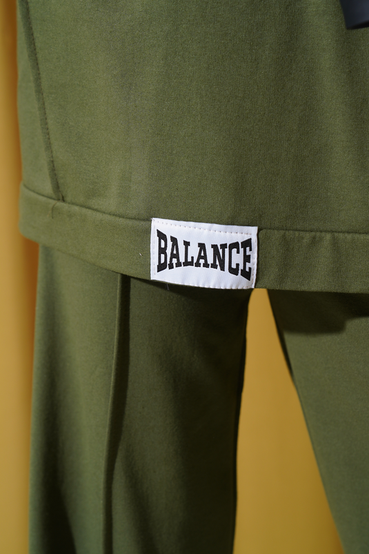 Tuta casual con cappuccio Balance Emblem in due pezzi, color cachi