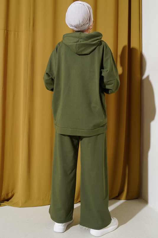 Tuta casual con cappuccio Balance Emblem in due pezzi, color cachi