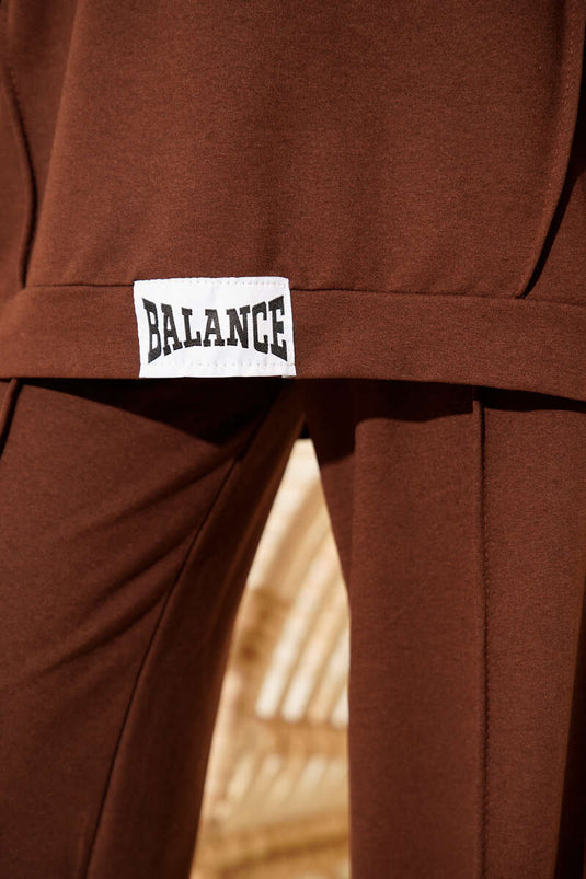 Balance Kapuzen-Sweatshirt mit Logo, lockeres zweiteiliges Set, Braun