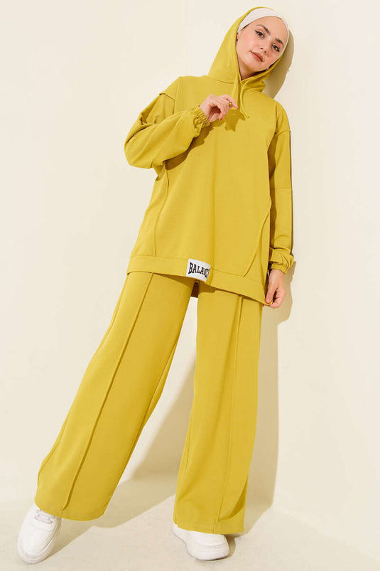 Balance Armalı Kapüşonlu Salaş İkili Takım Yağ Yeşili