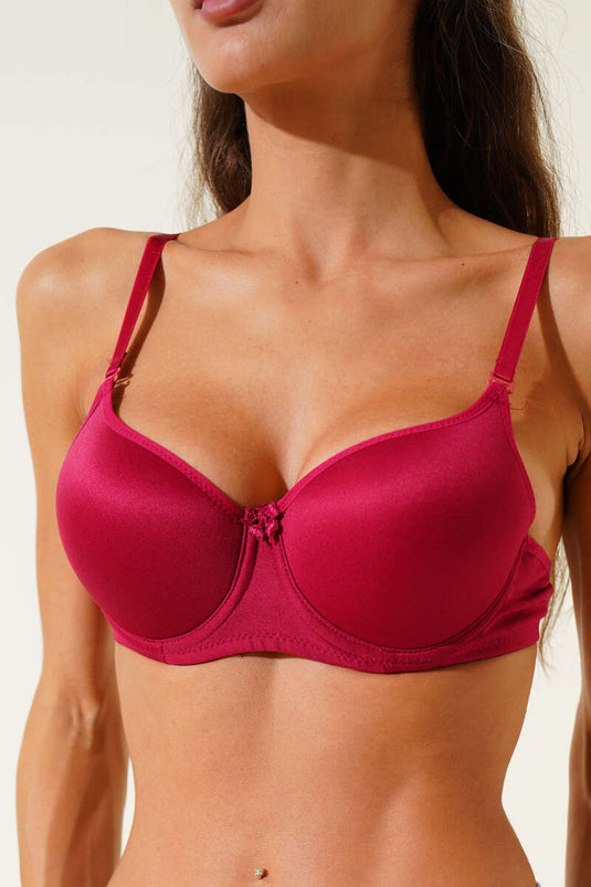 Underwire Plain Bra Burgundy