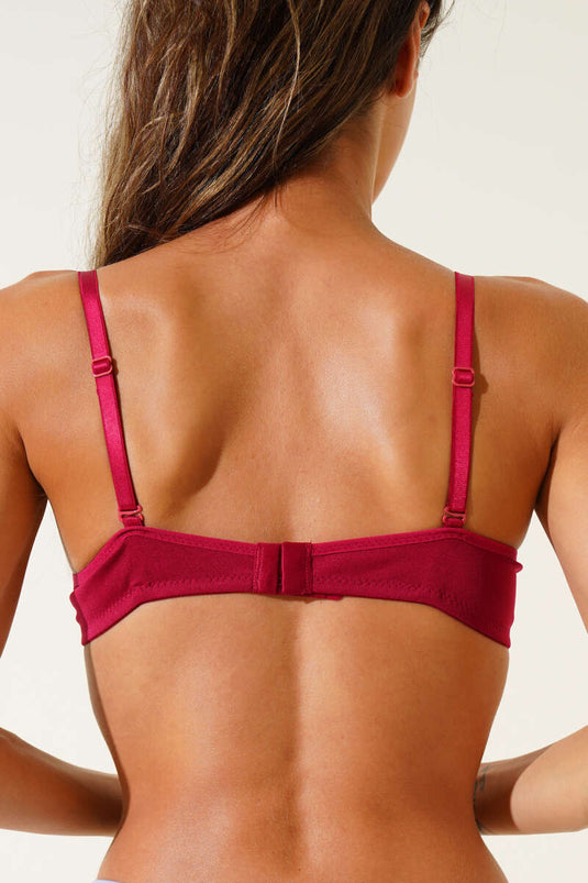 Underwire Plain Bra Burgundy