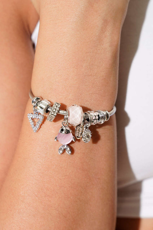 Bracelet à breloques en pierre de poisson rose