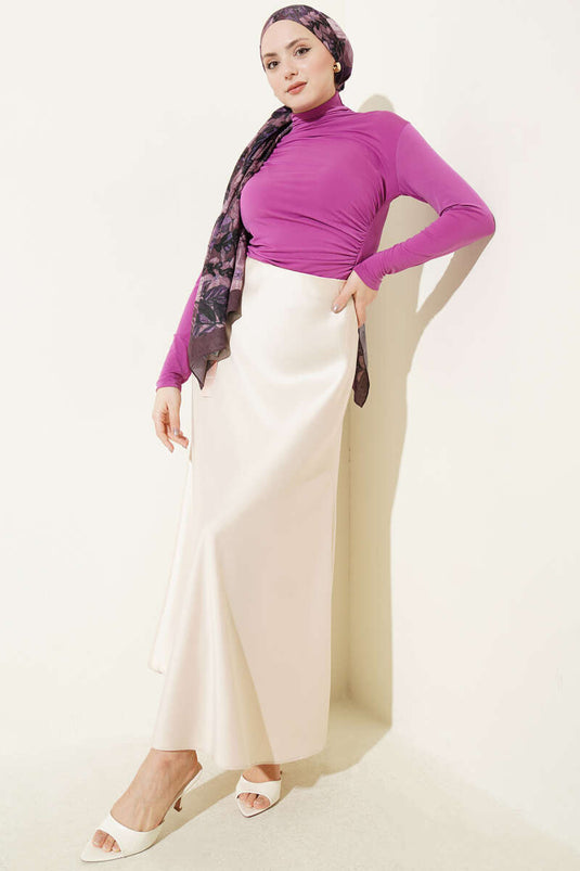 Turtleneck Ruched Blouse Violet