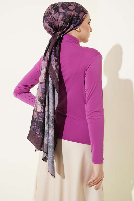 Turtleneck Ruched Blouse Violet