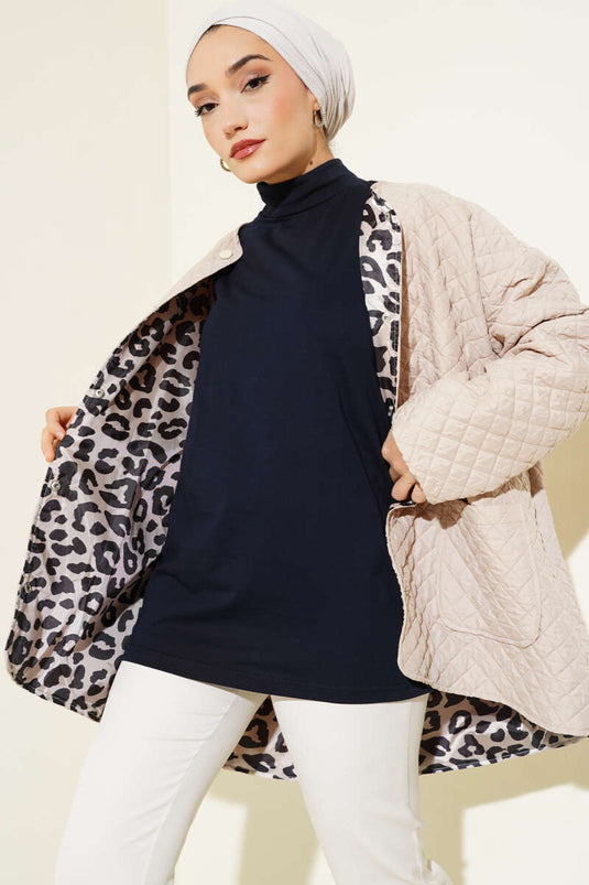 بلوزة زرقاء داكنة بدون أكمام بياقة مدورة