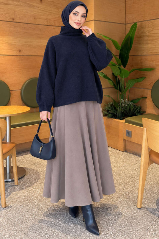 Navy Oversized Crew Neck Knit Sweater