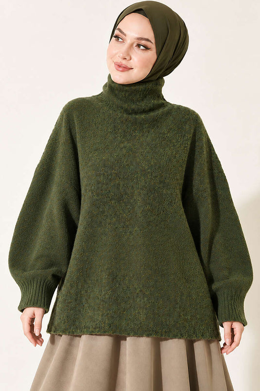 Pull Vert Oversize À Col Rond