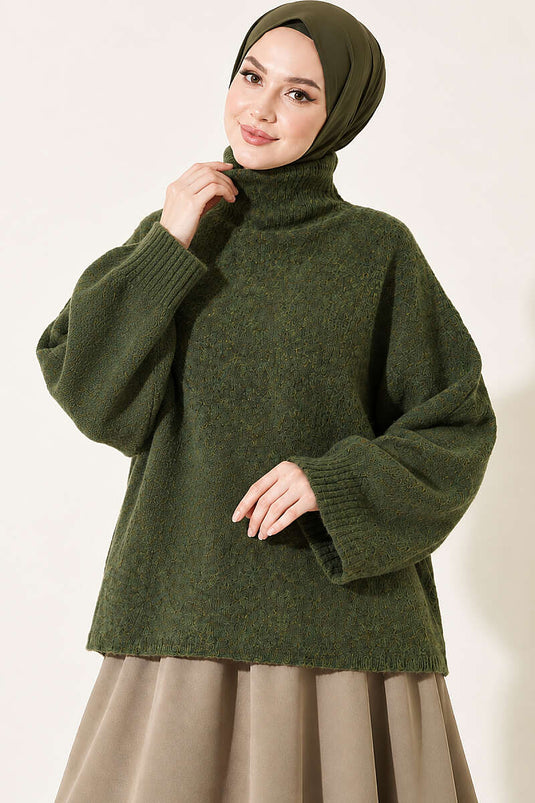 Pull Vert Oversize À Col Rond