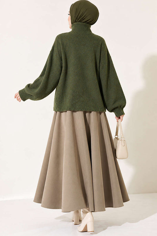 Pull Vert Oversize À Col Rond