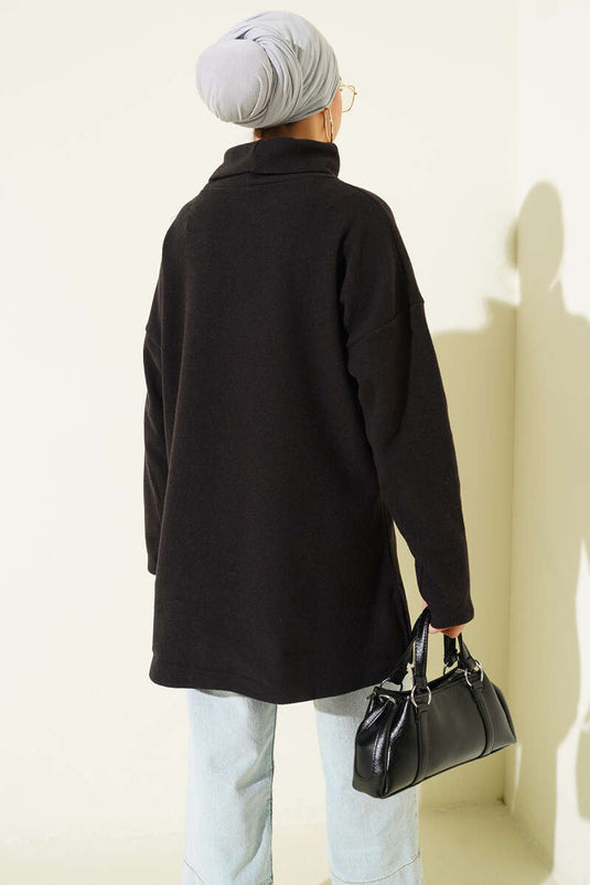 Balıkçı Yaka Selanik Tunik Siyah