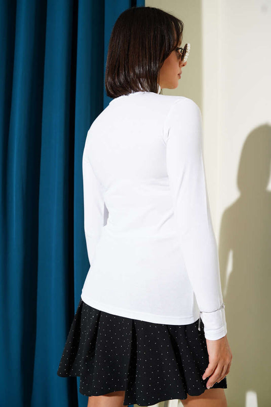 White Turtleneck Long Sleeve Bodysuit