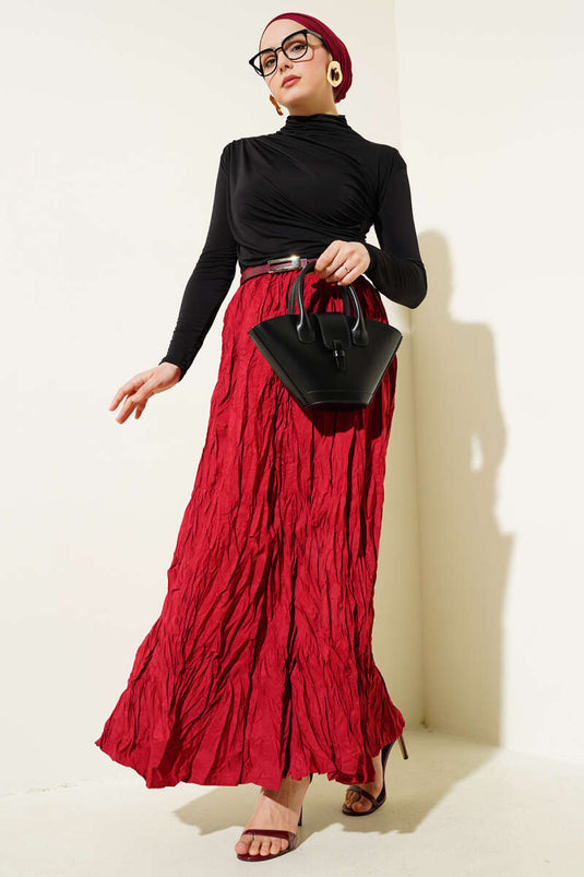 Turtleneck Side Gathered Sandy Blouse Black