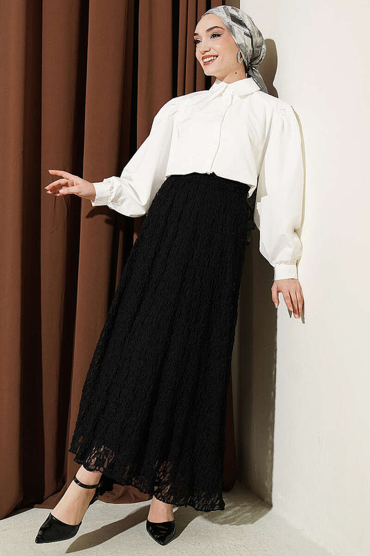 Basic Balloon Sleeve Short Shirt Ecru