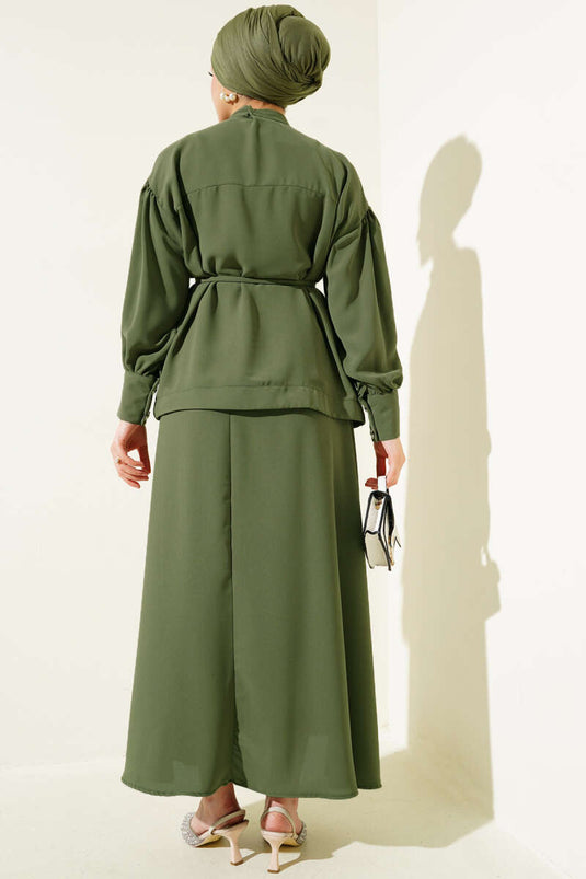 Balon Kol Bel İp Bağcıklı İkili Takım Haki