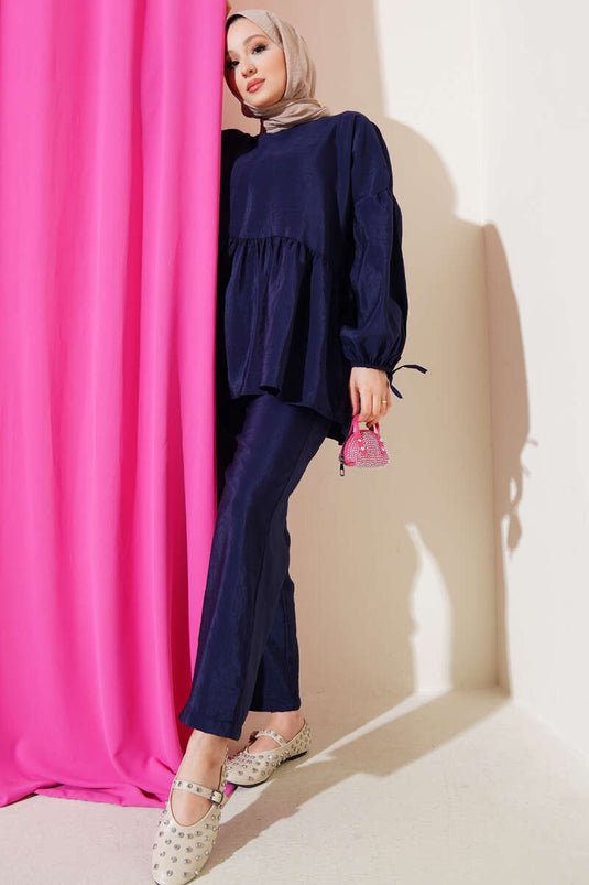 Balon Kol Fırfırlı Paraşüt İkili Takım Lacivert