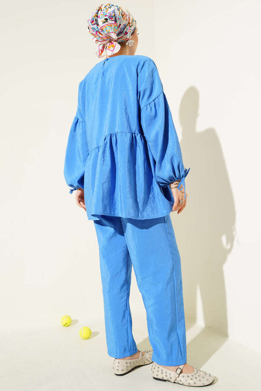 Balon Kol Fırfırlı Paraşüt İkili Takım Saks