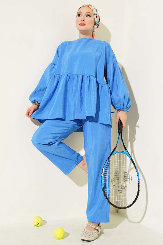 Balon Kol Fırfırlı Paraşüt İkili Takım Saks