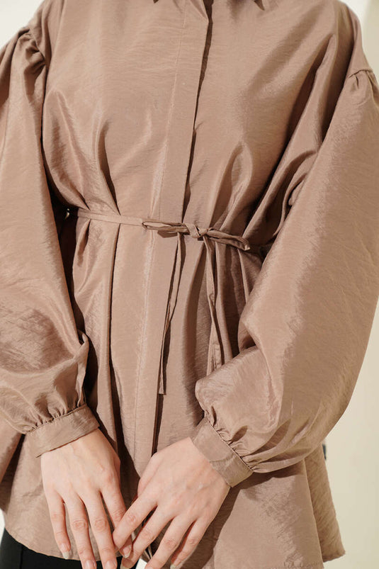 Chemise parachute latte à boutons cachés Balon Kol