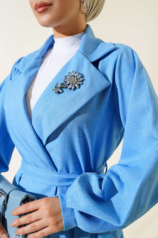 Capa de lino con mangas globo azul