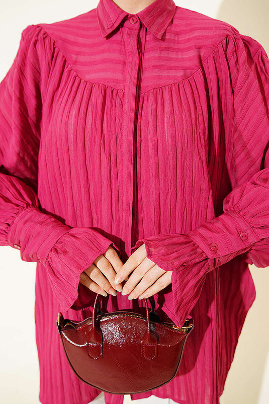 Chemise à manches ballon avec poignets, couleur cerise