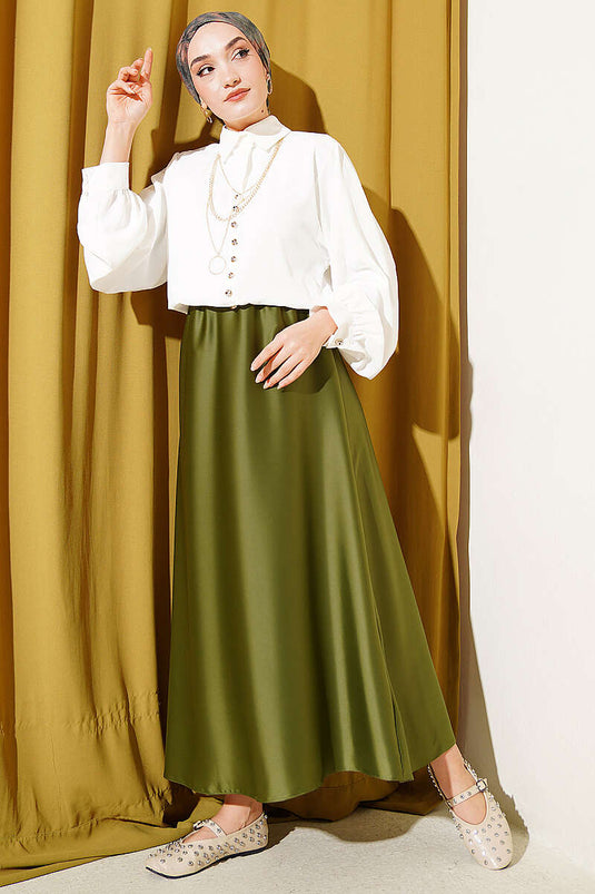 Balloon Sleeve Loose Short Shirt Ecru
