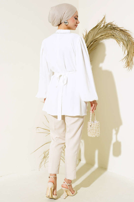 تونيك ساتان بأكمام منفوخة