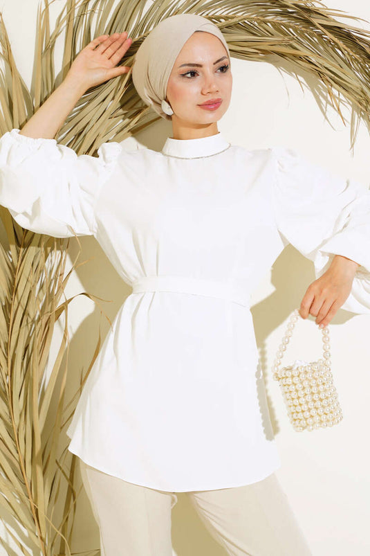 تونيك ساتان بأكمام منفوخة