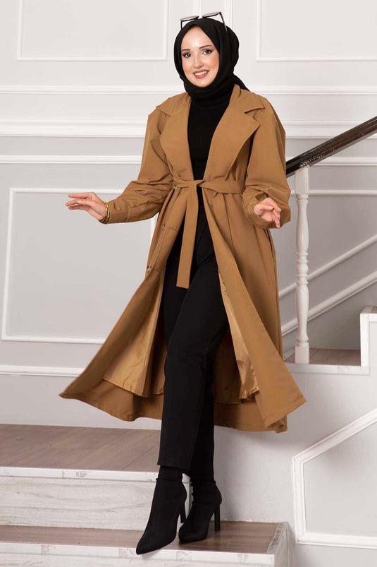 Trench imperméable à manches ballon Tan